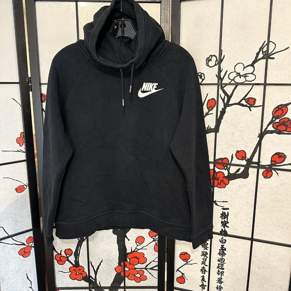 Nike Women's Size M Tech Fleece Hoodie Black Pullover Pockets